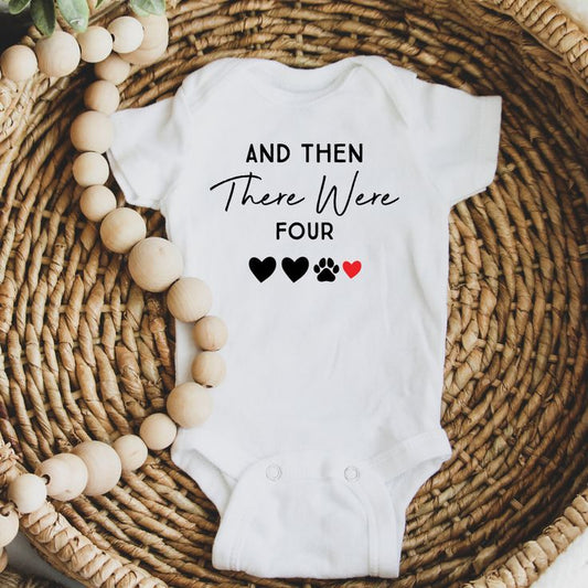 Baby Announcement Onsie + Pet | And Then There Were # Hearts + Paws