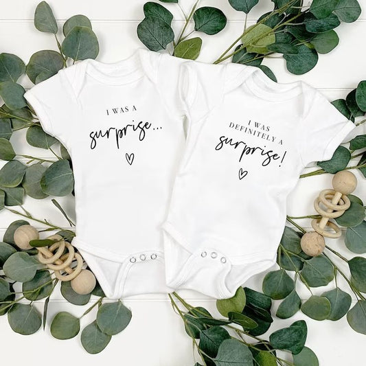 Twin Baby Announcement Onsies | I Was A Surprise