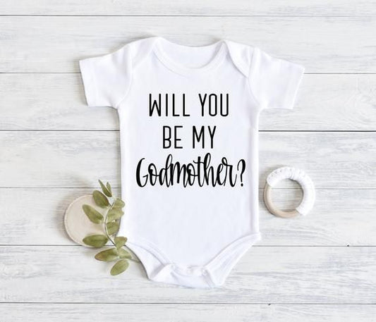 Baby Announcement Onesie | Will You Be My Godmother