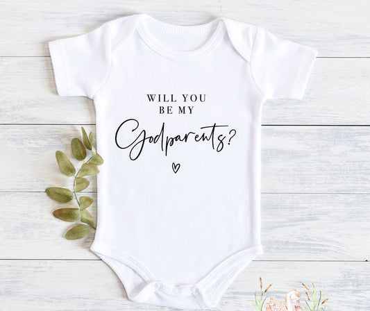 Baby Announcement Onesie | Will You Be My Godparents