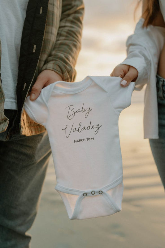 Baby Announcement Onesie | Baby Name + Announcement Date